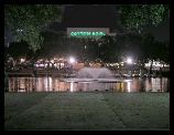 After dark, the lagoon fountain backed by the Cotton Bowl made a pretty site from the Science Place